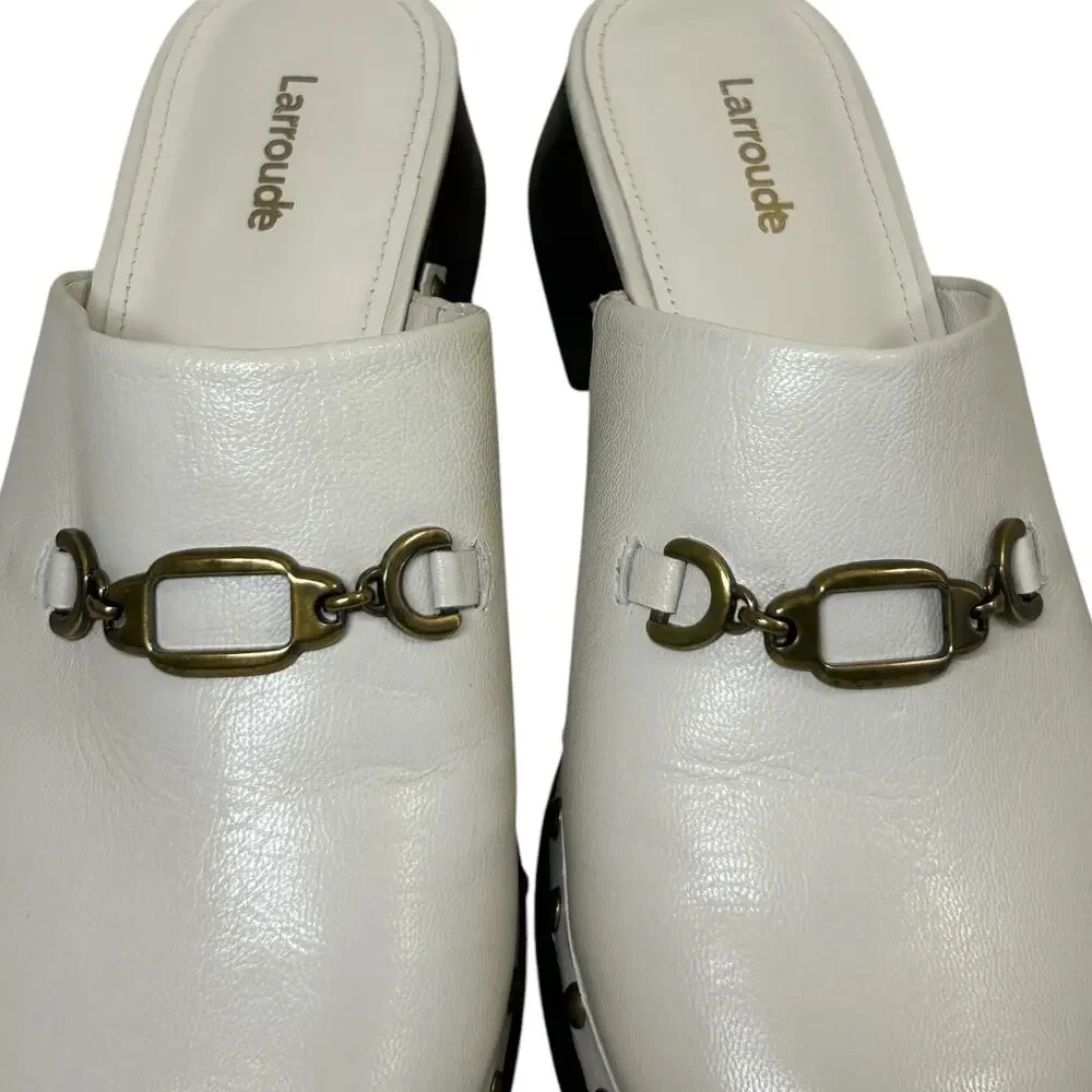 Larroudé Women's 'Zuzi Bit Mule' Leather Clog Slip-On Retro Ivory White Size 7.5 - Picture 10 of 15